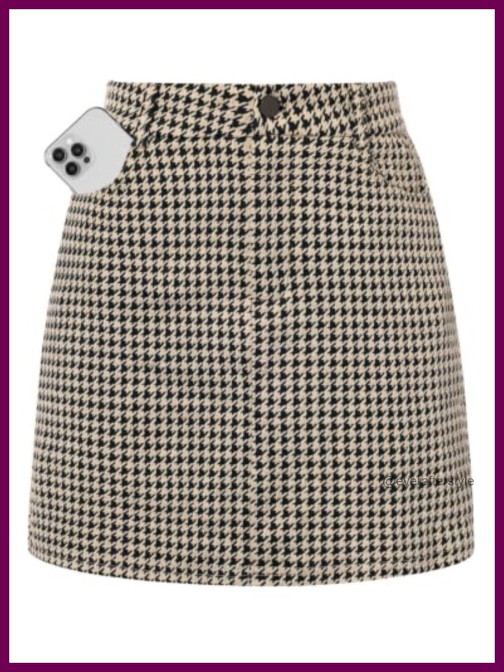 High Waist Plaid Mini Skort with Pockets Pencil Skirt